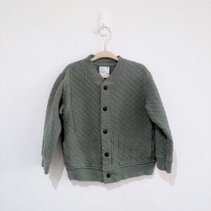 Uniqlo Kids Olive Green Quilted Sweater Jacket